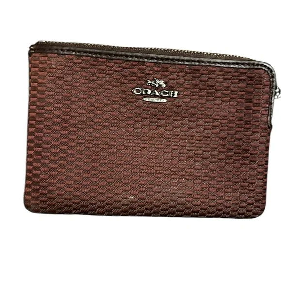 Coach Textured Brown and Floral Tan Wristlet Rehab Duo - Picture 2 of 11